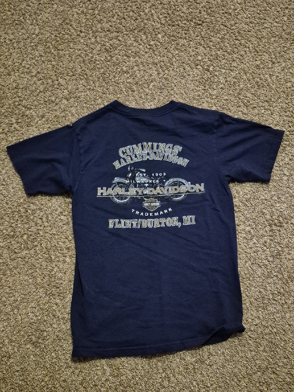 Harley-Davidson Navy Short Sleeve Tee with Motorcycle Graphic